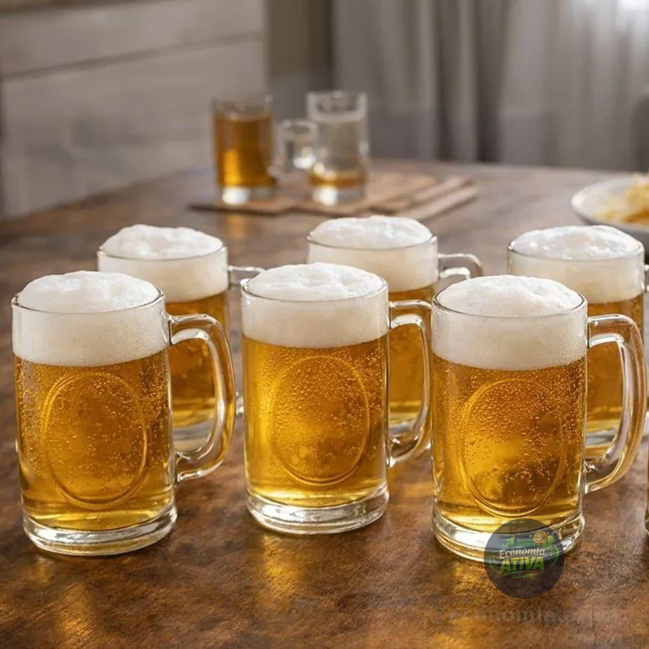 Conjunto Com 6 Canecas De Chopp, Cerveja Bebida Vidro 350ml Branco Nenhum