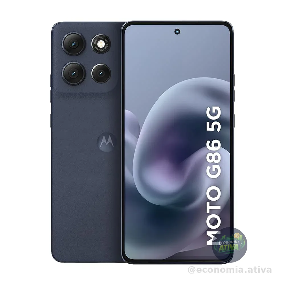 Smartphone Motorola Moto g86 5G - 256GB 24GB (8GB RAM+16GB Ram Boost) Tela 1.5K pOLED, 50MP Sony camera OIS Moto AI, videos em 4K, IP68 + IP69 - Grafite