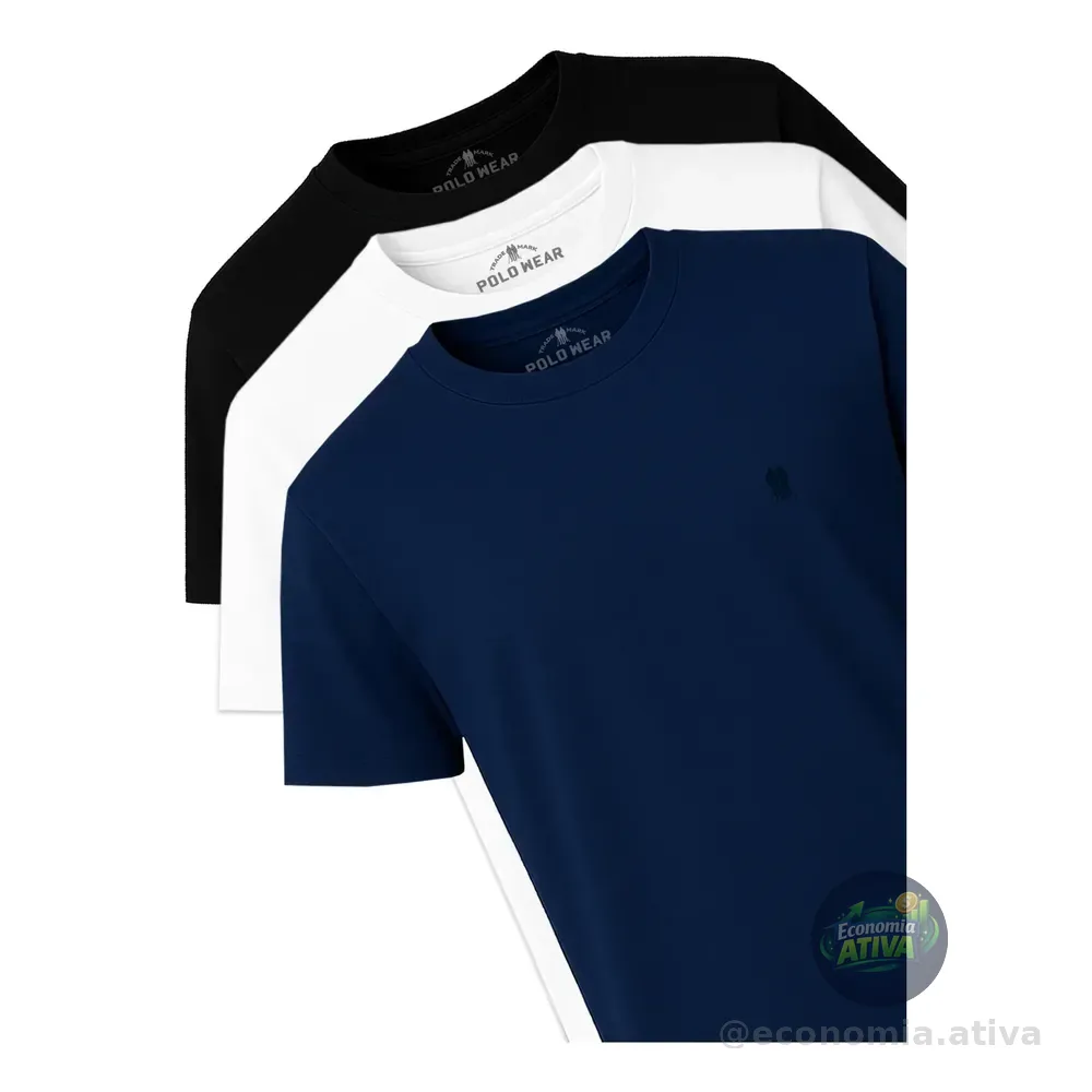 Kit 3 Camisetas Masculinas Polo Wear Sortido 1 G Lisa