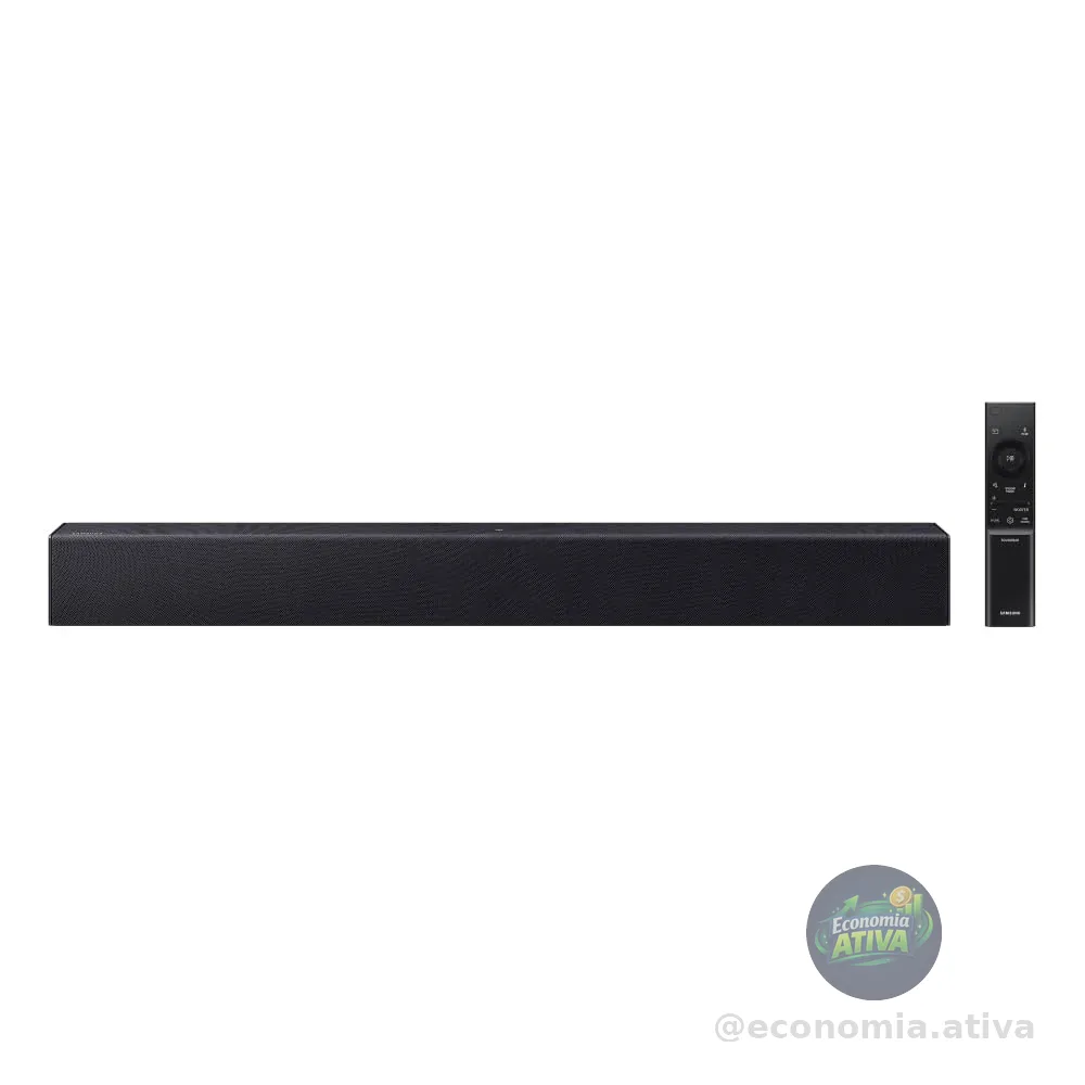 Soundbar Samsung HW-B400F, com 2.0 canais, Bluetooth, Subwoofer integrado e HDMI ARC