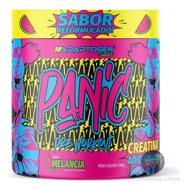 Suplemento Em Pó Adaptogen Science Panic Pré Treino Com Creatina Pote 300g Sabor Melancia