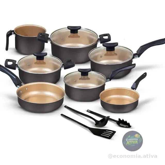 Conjunto Panelas Antiaderente 10 Peças Teflon Várias Cores