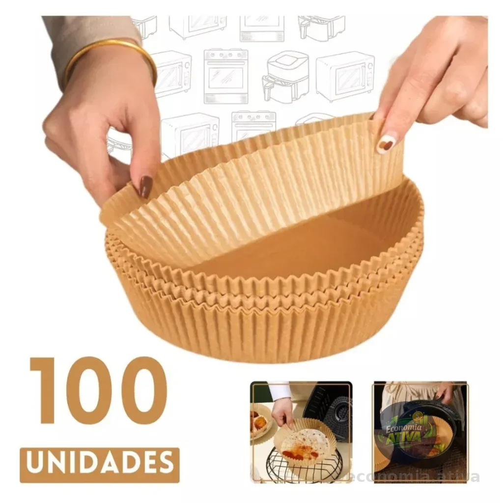 Forma De Airfryer Descartável Redondo Antiaderente 100 unidades