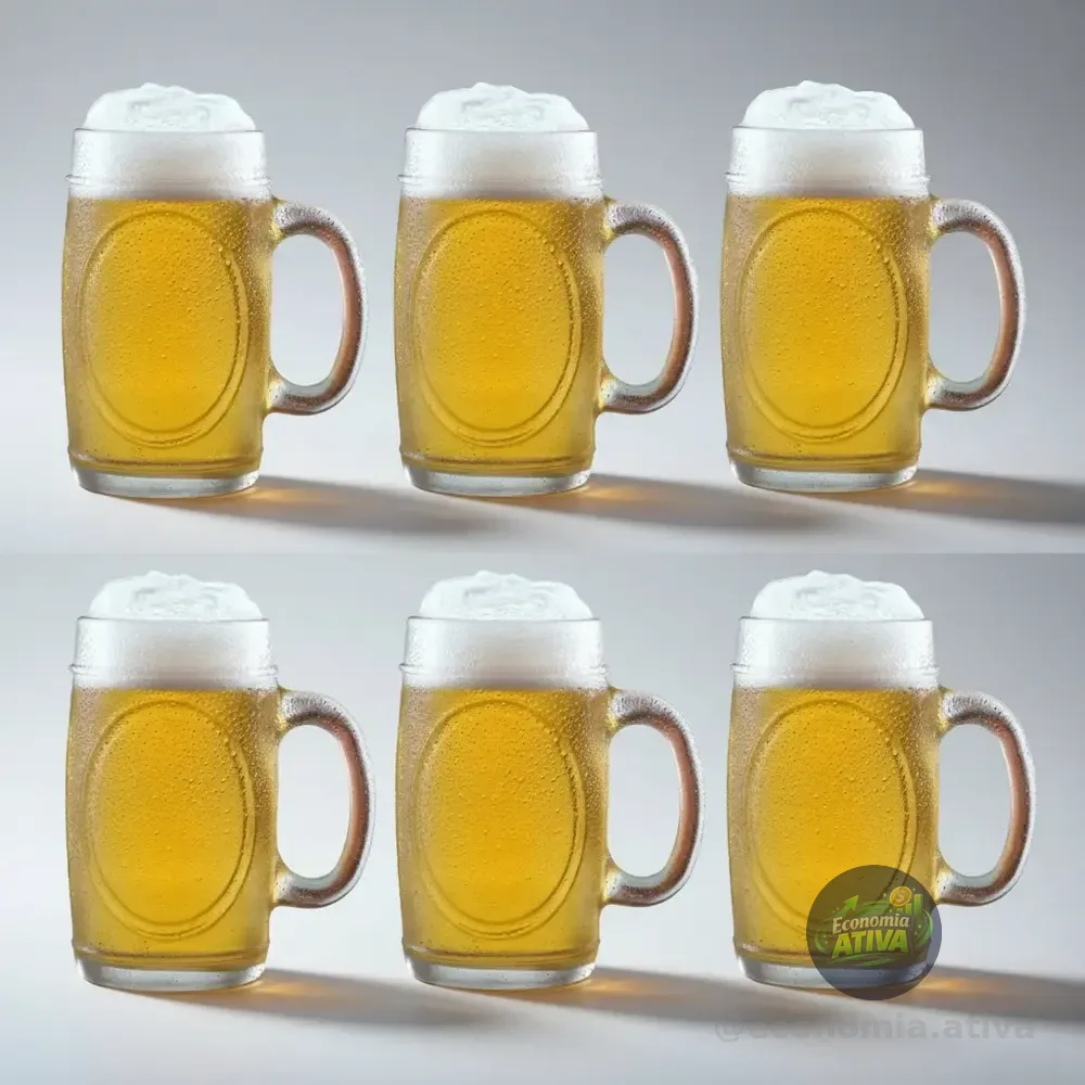 Conjunto Com 6 Canecas De Chopp, Cerveja Bebida Vidro 350ml Branco Nenhum