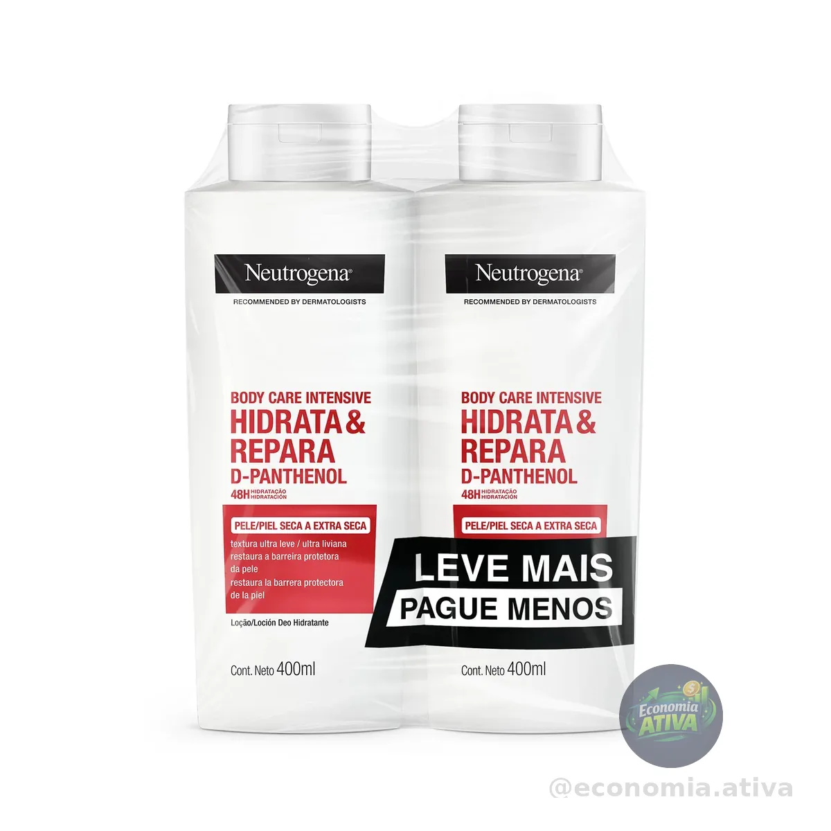 Neutrogena Hidratante Corporal Body Care Intensive Hidrata&Repara, Kit com 2 Unidades de 400ml