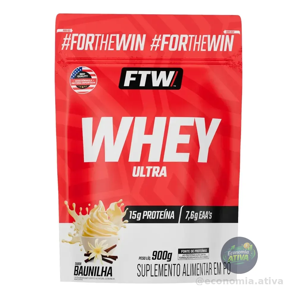 Whey Ultra Protein Concentrado Refil 900g Sabor Baunilha - Ftw