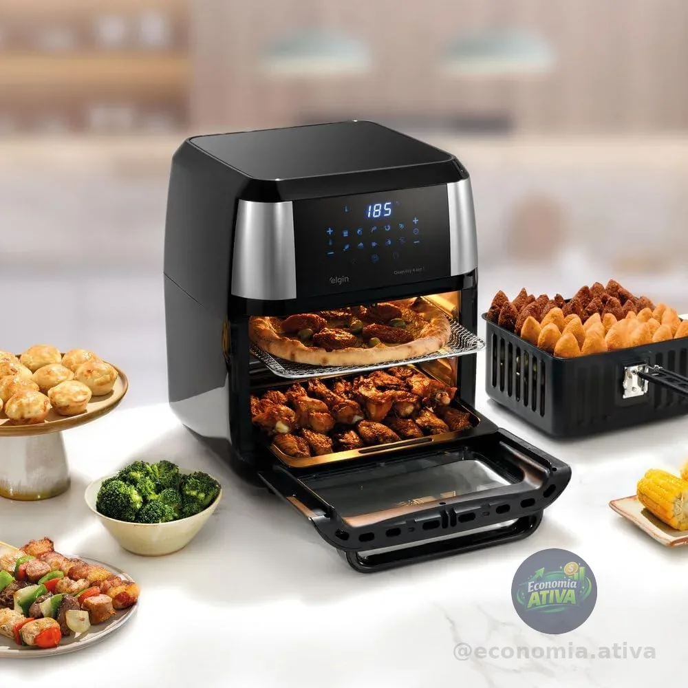 Fritadeira Forno Oven Fry 4 em 1 Elgin 12 Litros - Assa, Frita sem óleo, Desidrata e Reaquece - Airfryer
