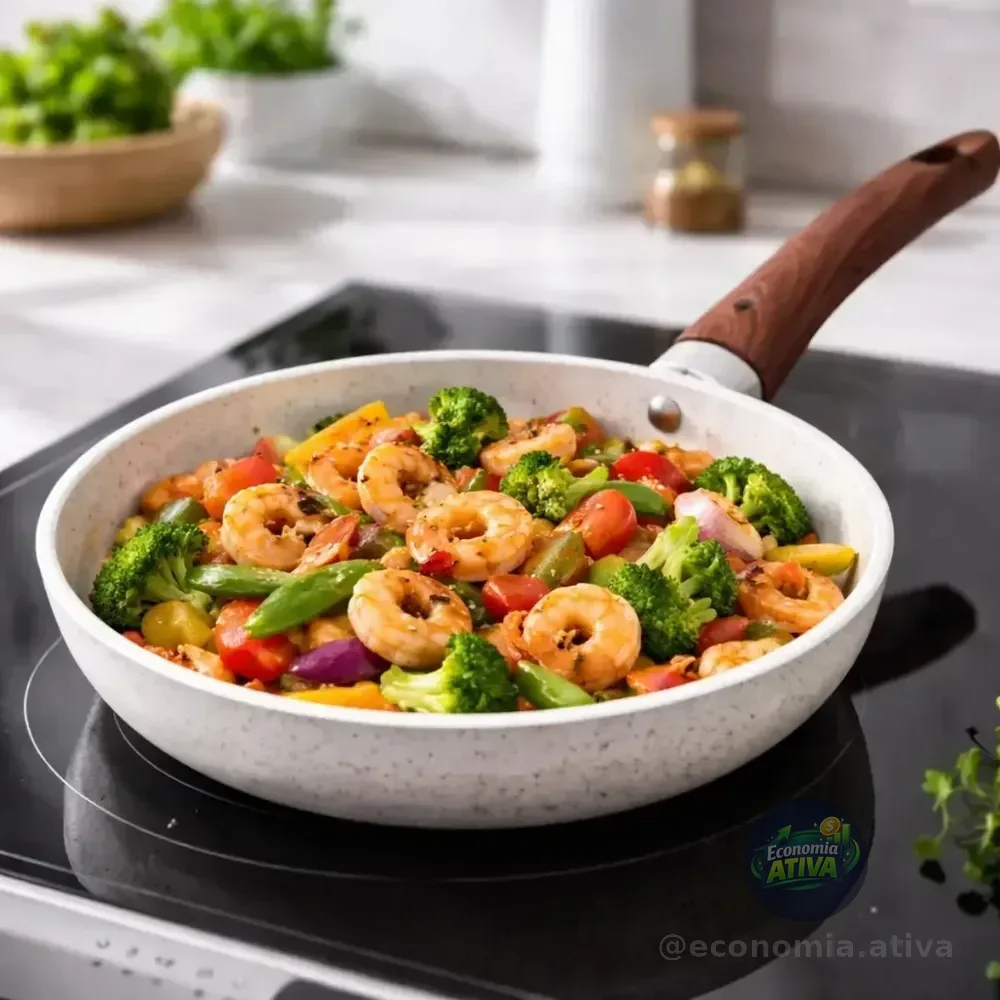 Frigideira Antiaderente Nanocerâmica 20cm - 24cm Bege - 24cm