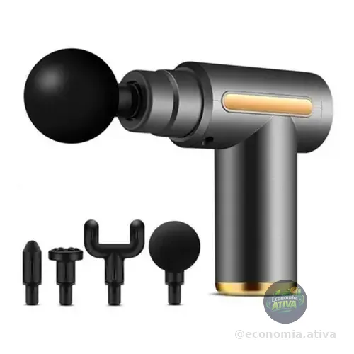 Massageador Elétrico Portátil Profissional Muscular Pistola Cor Preto 127/220v