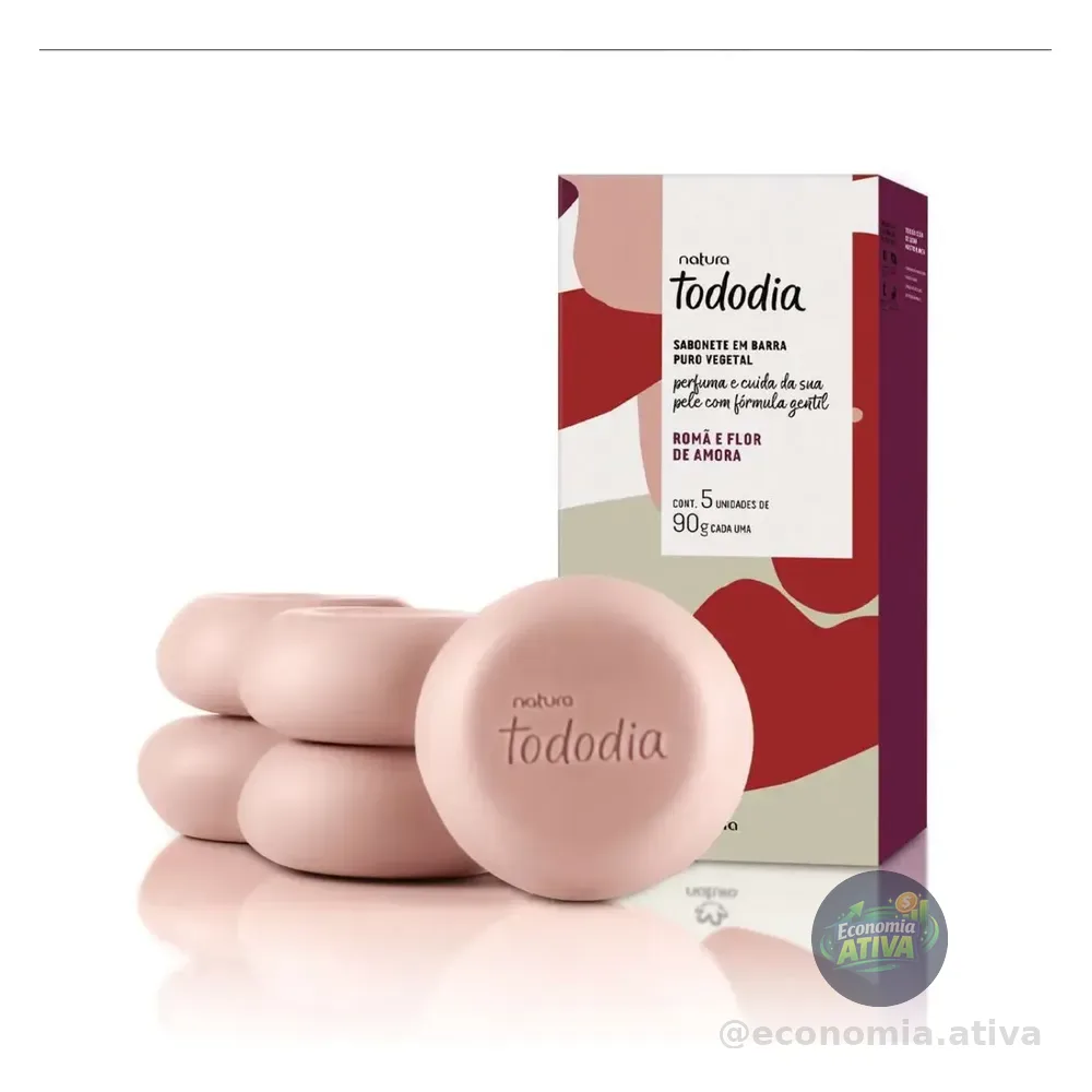 Sabonete Barra Natura Tododia Romã E Flor De Amora 5 Unidades De 90g Cada