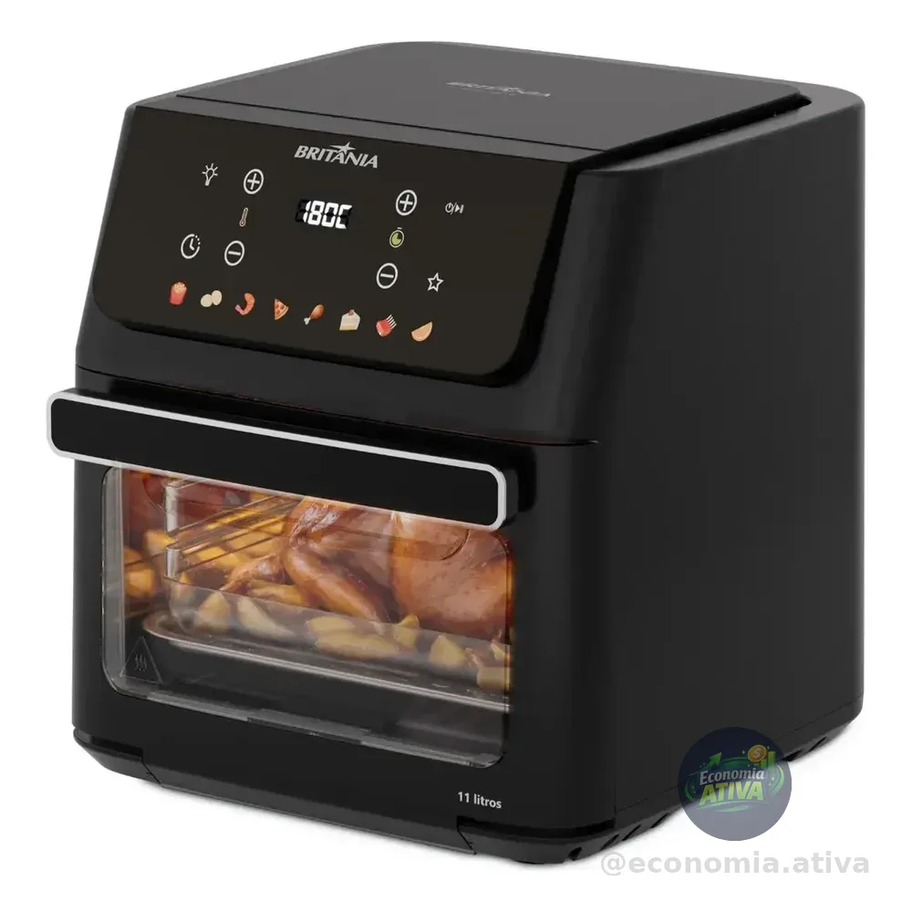 Fritadeira Air Fryer Oven Britânia 11 Litros 8 Funções 1800w Baf11a Preto 127v