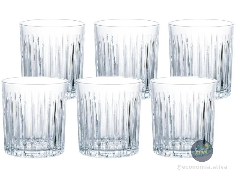 Jogo de Copos de Vidro Transparente 330ml 6 Peças Haus Concept Imperial
