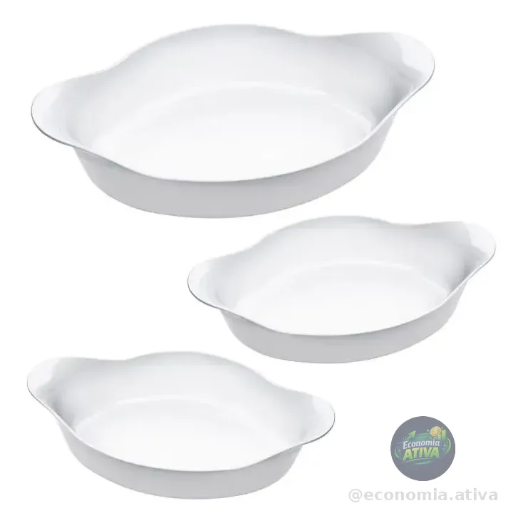 Marinex Conjunto De Assadeiras Oval Opaline 3 Peças Branco