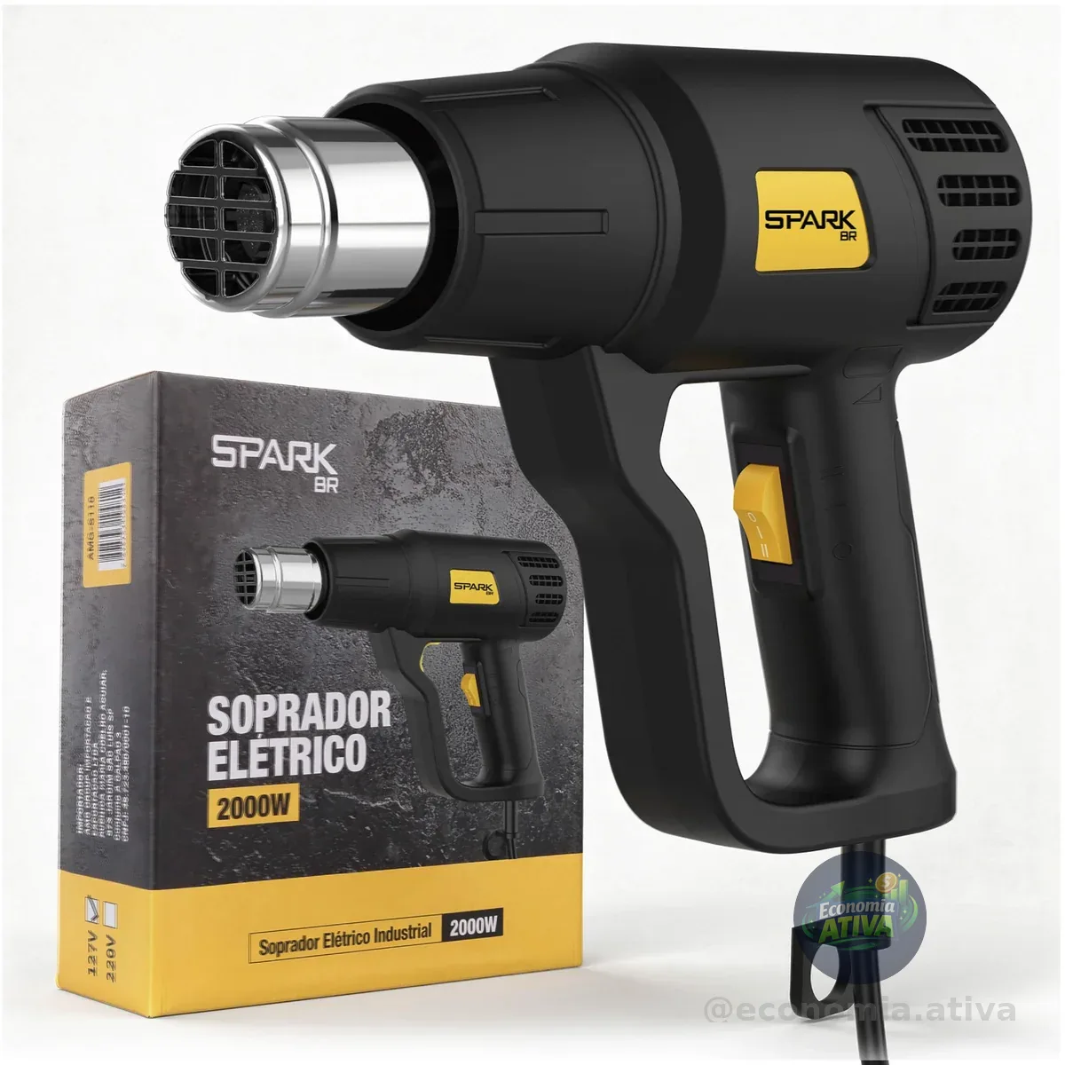 Soprador Térmico 2000W 600°C 2 Estágios Profissional SparkBr 110V Uso Residencial e Industrial Controle de Temperatura