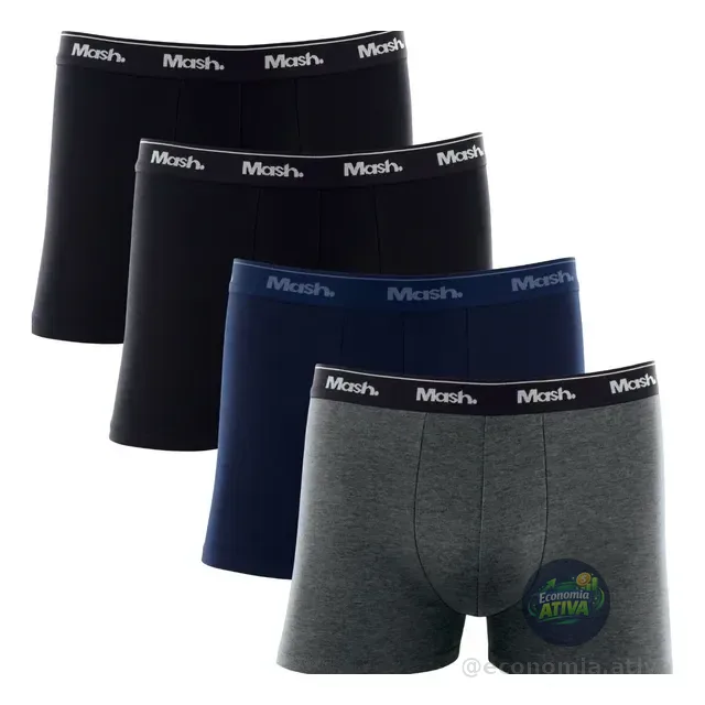 Kit 4 Cuecas Boxer Box Mash Algodão Cotton Original
