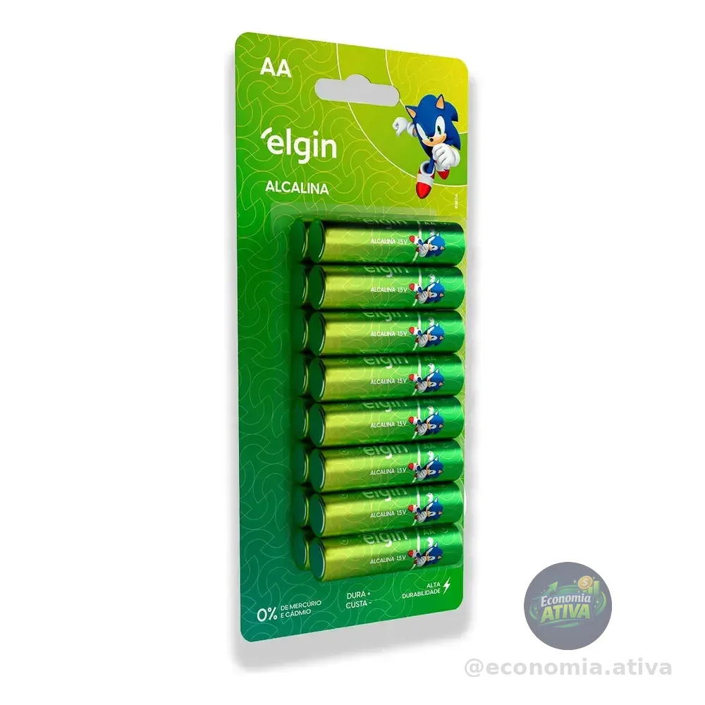 Pilha Alcalina Aa Elgin Bateria 2a Pequena 16 Unidades