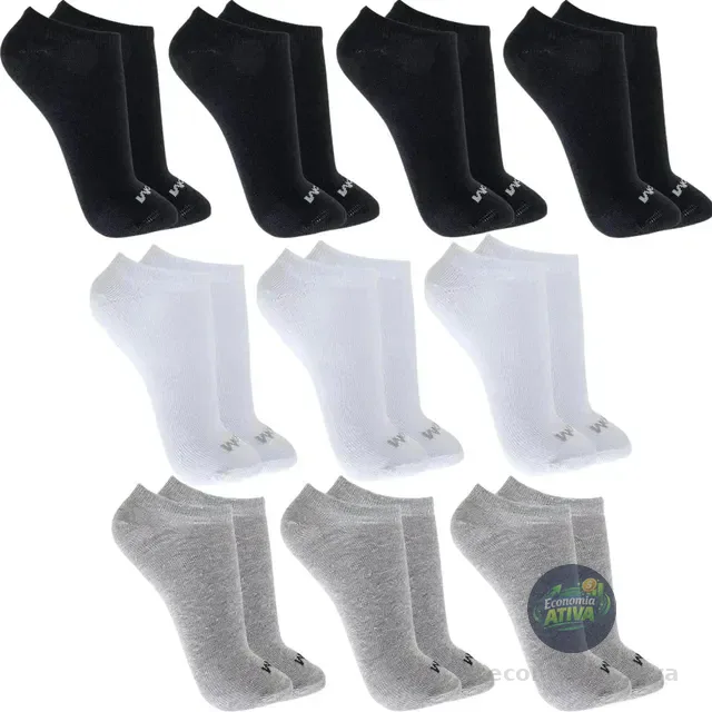 Kit 10 Pares Meias Mash Invisível Esportiva Algodão Original