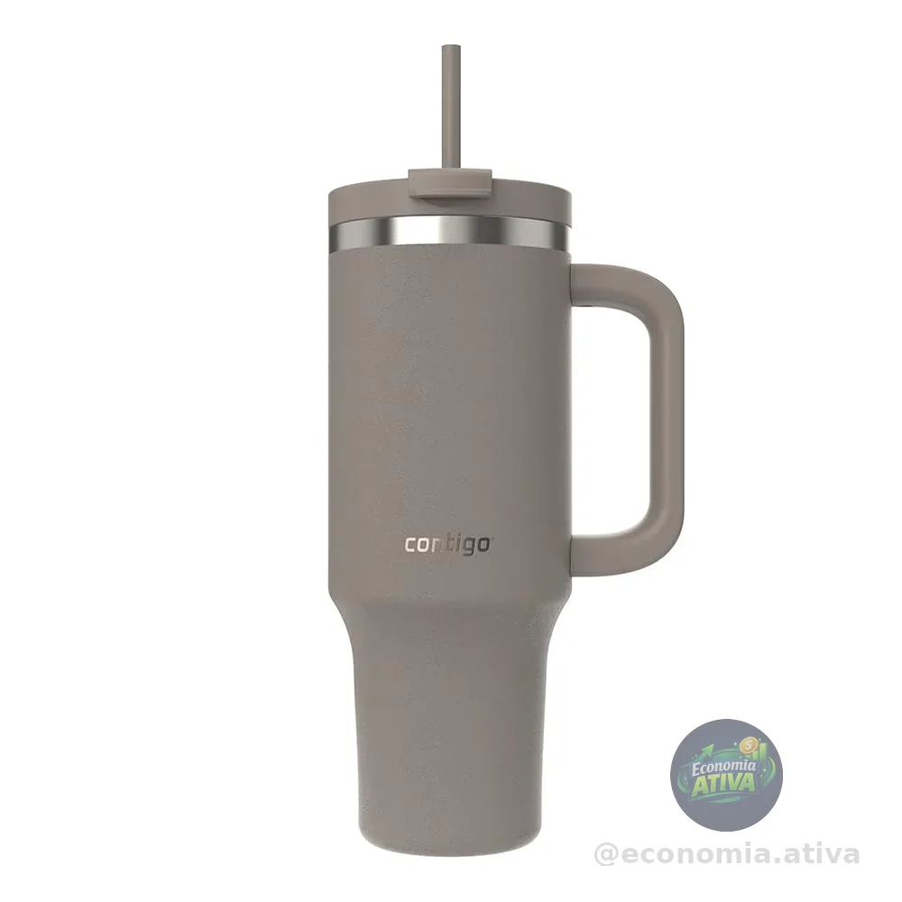 Copo Térmico com Canudo Streeterville 1,18L - Cinza