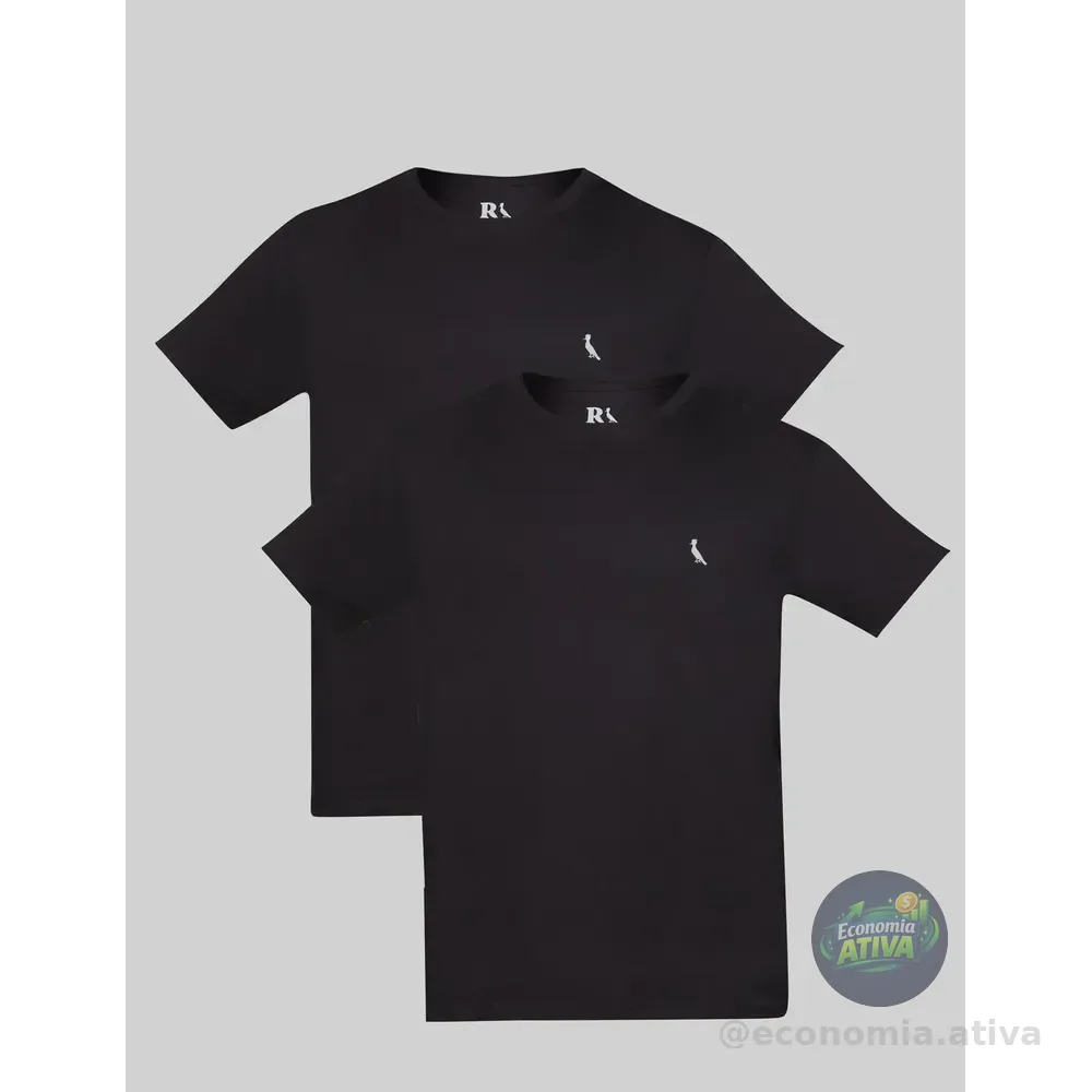 Kit Camiseta Regular Essence Reserva Preto/preto Liso G Lisa