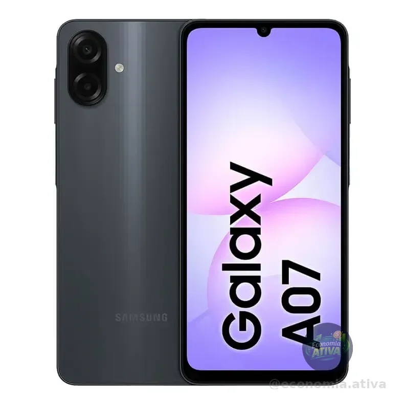 Celular Samsung Galaxy A07 128gb, 4gb, Câmera 50mp, Tela 6.7 , Proteção Ip54, Processador 6nm - Preto