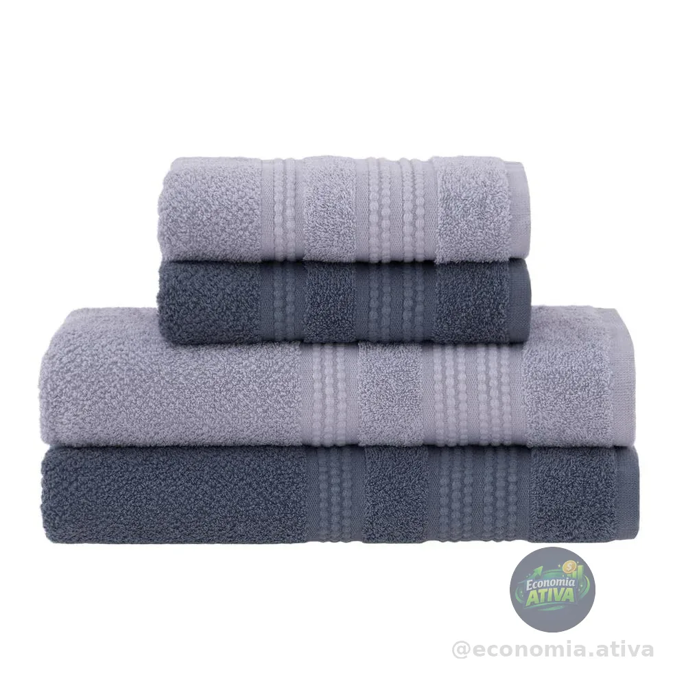 Jogo de Toalhas Buddemeyer Frape Dots Banho Cinza Claro/Cinza 4 peças