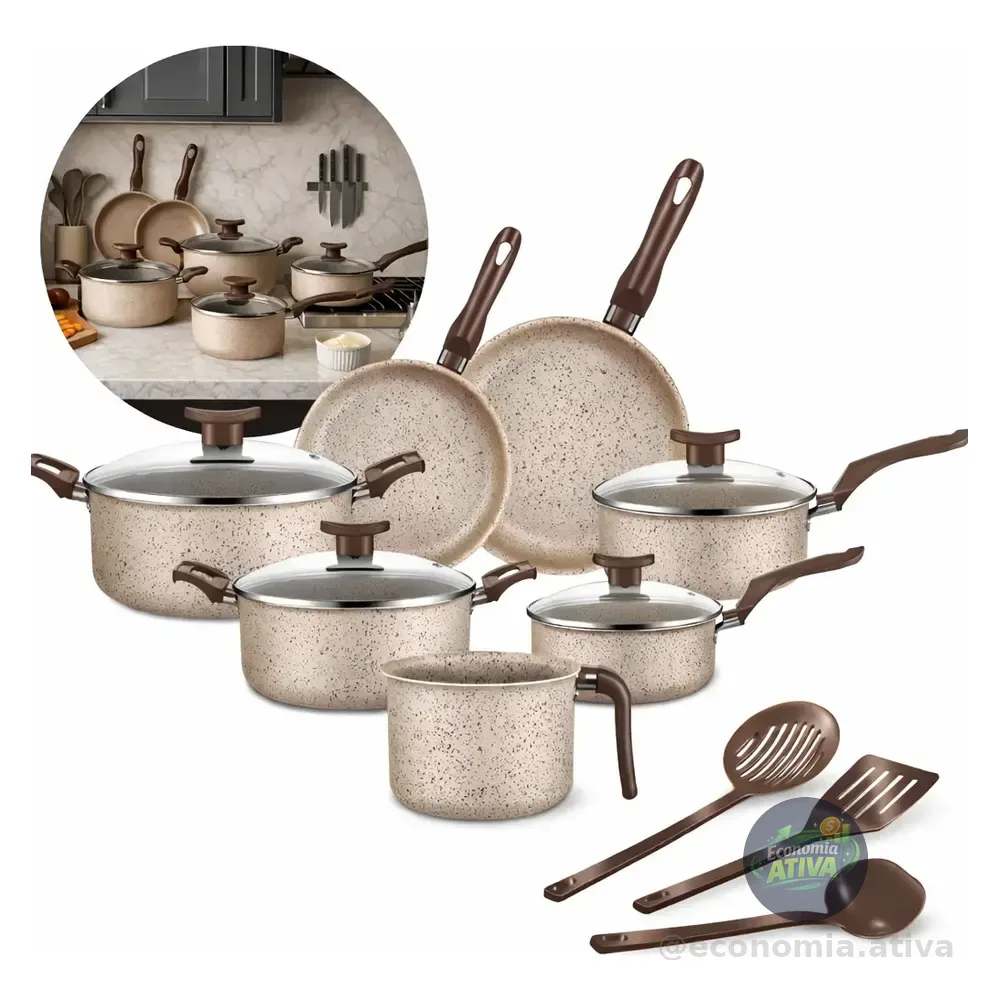 Conjunto De Panelas Antiaderente 10 Peças Coffee Cappuccino Imperial