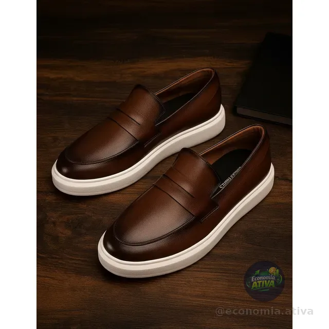 Sapato Loafer Masculino Mocassim Couro Casual Comfort Luxo