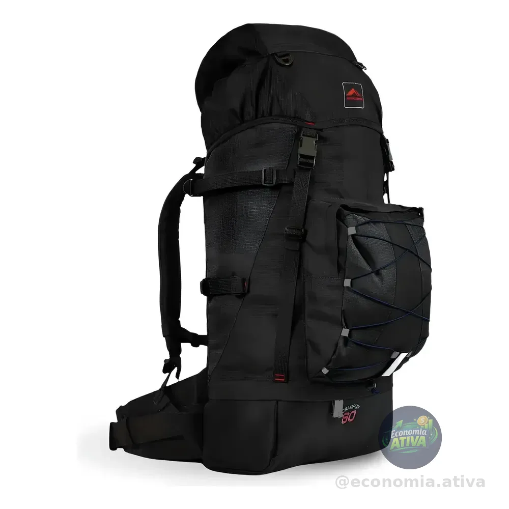 Mochila Cargueira Crampon 60 Litros - Trilhas E Rumos Cor Preto Desenho Do Tecido Liso