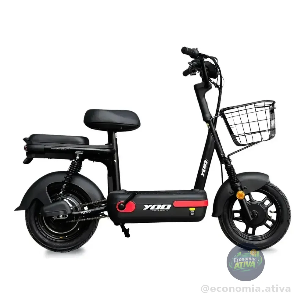 Bicicleta Elétrica Yoo Mobility Y-200 350w Farol Led Scooter Cor Preto