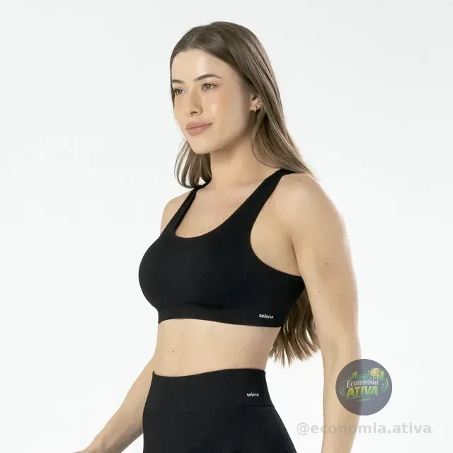 Top Nadador Canelado Sem Costura Fitness Academia Selene