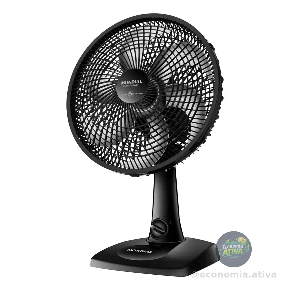 Ventilador De Mesa 30cm Super Power Mondial 60w Vsp-30-b 30 Cm Preto 220v Prata Polipropileno 6