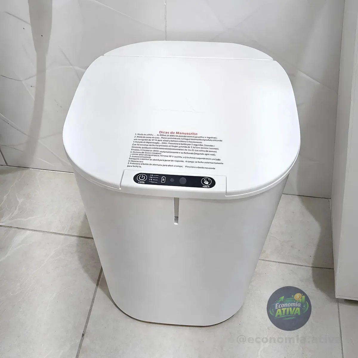 Lixeira Inteligente 16l Sensor Automático Tampa Touch Casa Branco