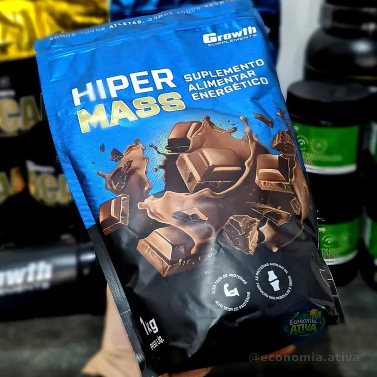 Hiper Mass 1kg Growth Supplements - Sabor Chocolate