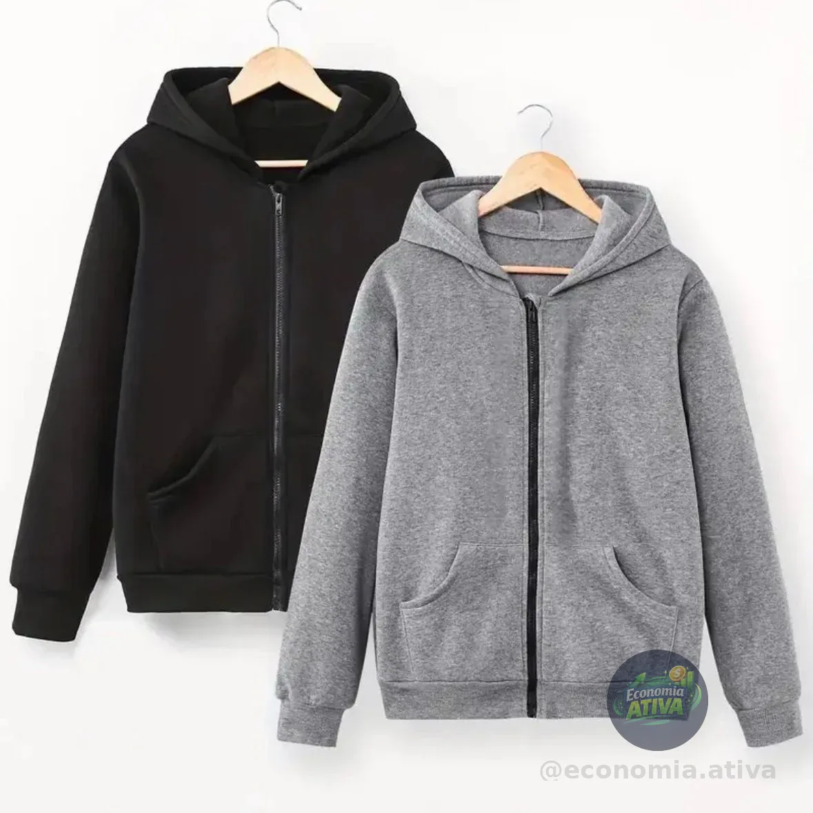 Kit 2 Moletons Com Capuz & Com Zíper