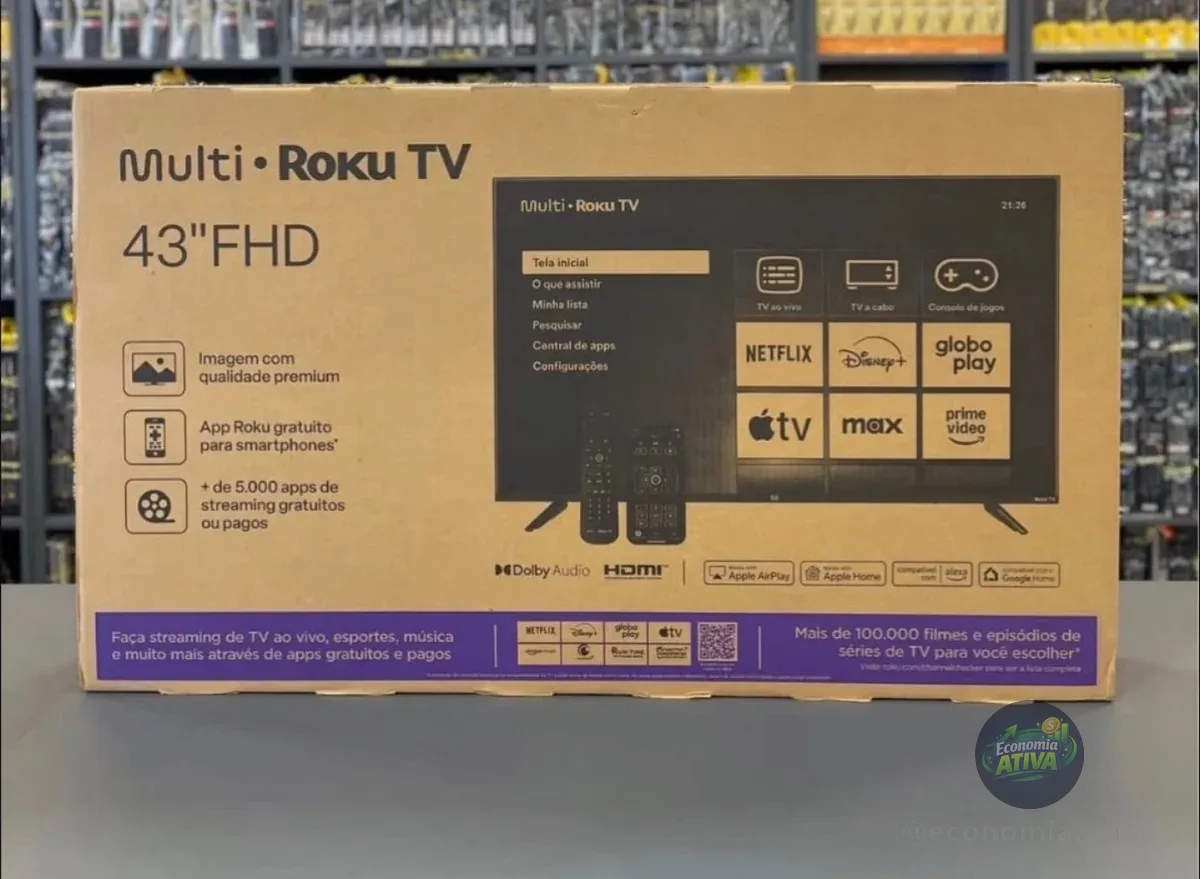Multi Roku TV 43" Smart DLED FHD Wi-fi 3 HDMI Alexa e Google Home