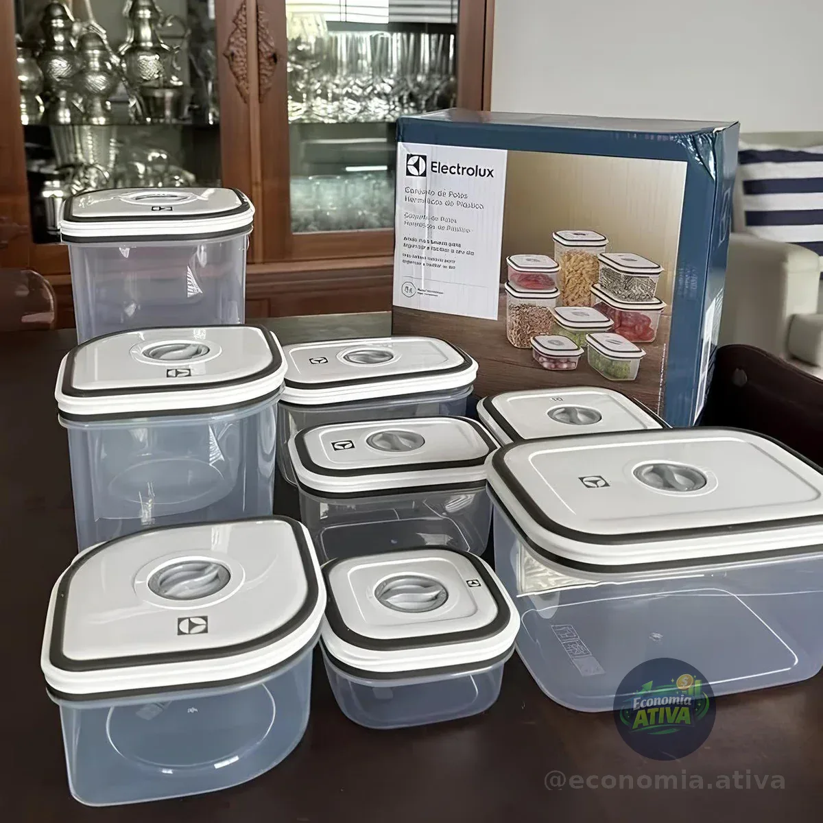 Kit Potes Plásticos Transparente Com Tampa Branca 8 Unidades Electrolux