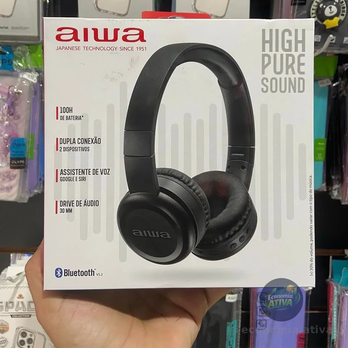 Fone De Ouvido Headphone Aiwa Aws-hp-03-b Bluetooth