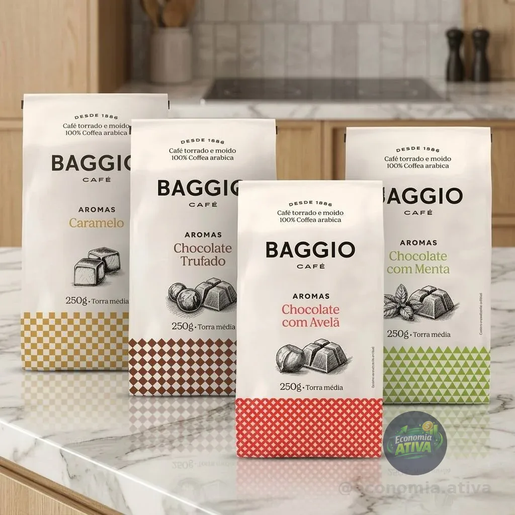 Kit de Cafés Moídos Aromas Baggio Café 1kg - Caramelo, Chocolate Trufado, Avelã e Menta