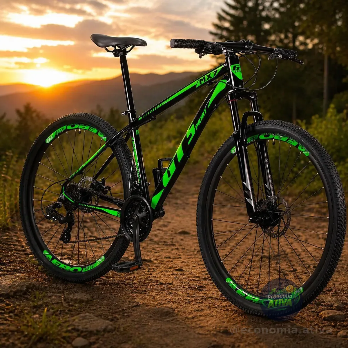 Bicicleta Aro 29 GT Sprint MX7 24V index Freio Disco Alumínio Suspensão Aero MTB