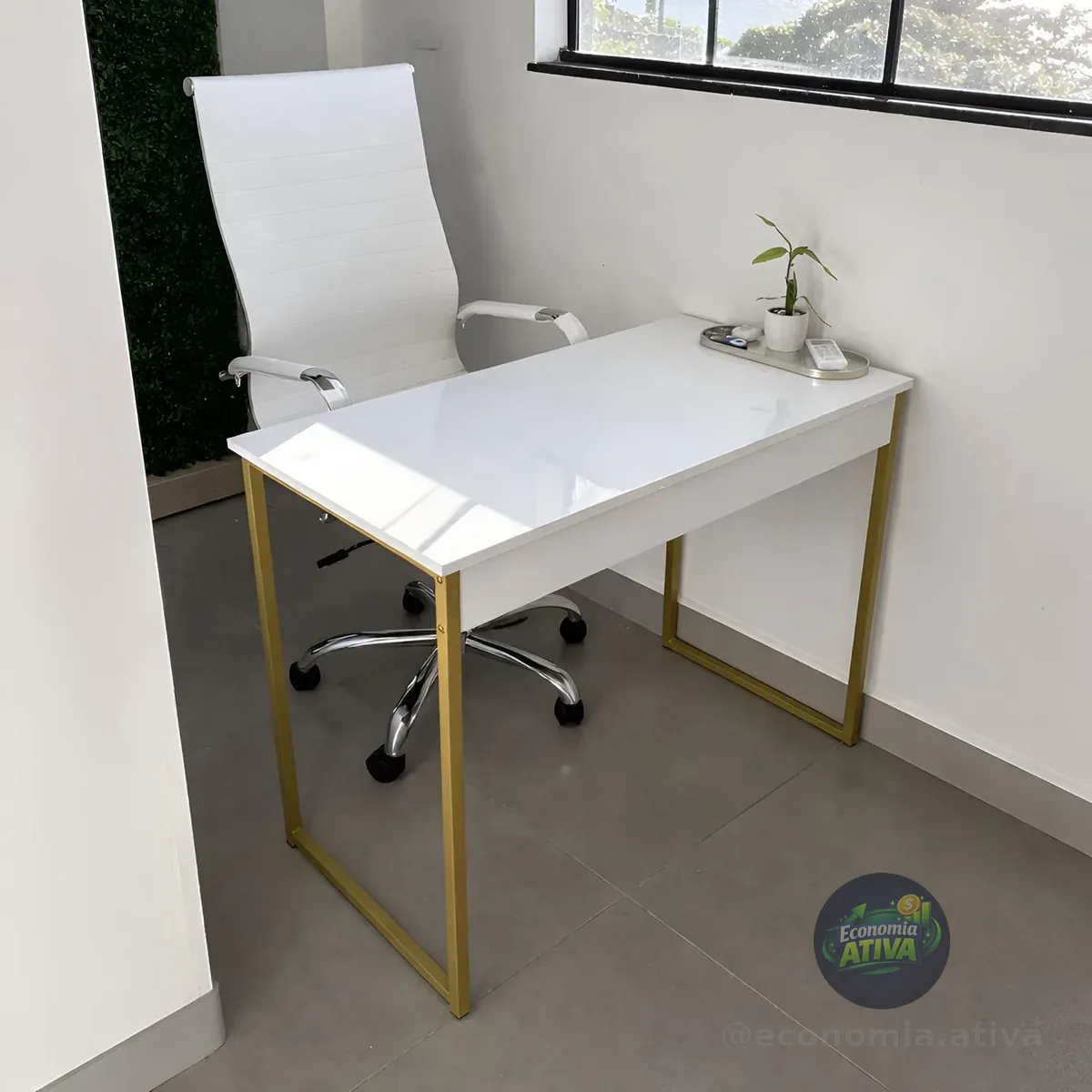 Mesa Escrivaninha Industrial Aço Mdf