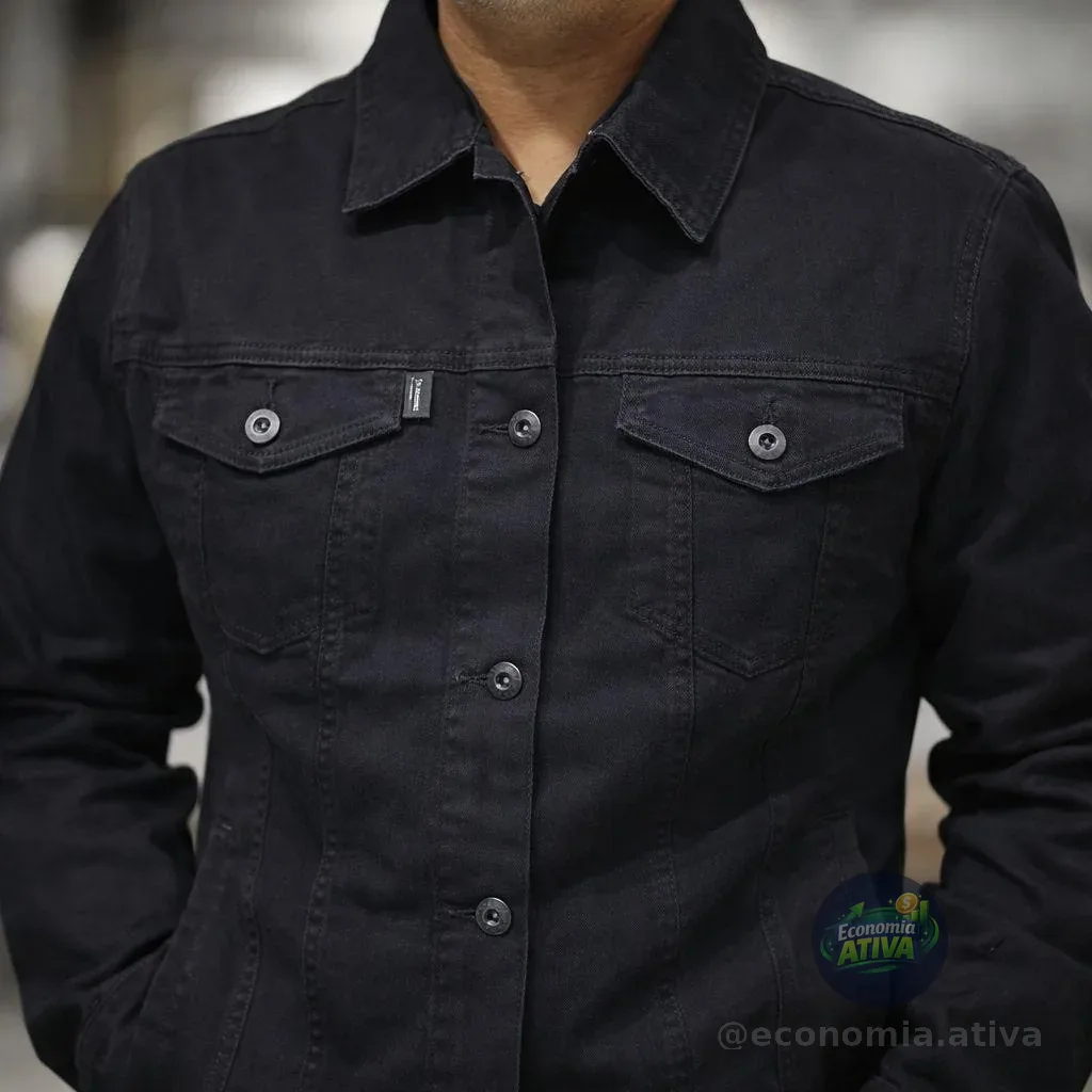 Jaqueta Jeans Masculina Sarja Preta