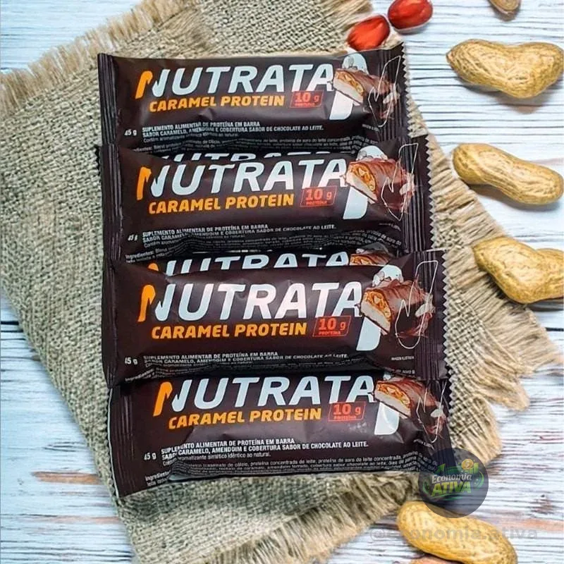 Nutrata Caramel Protein 45g Display Com 12 Barras - Caramel Caramelo