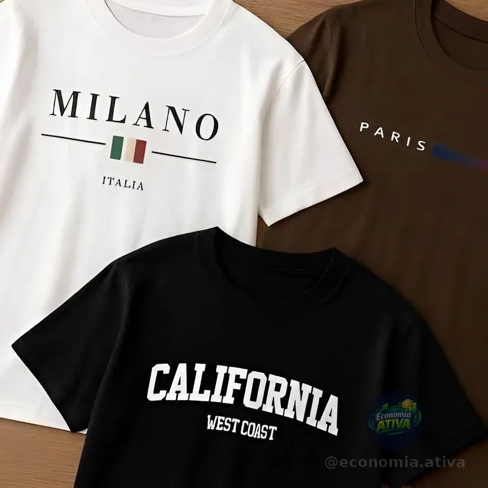 Kit 3 Camisetas Masculina 100% Algodão Premium Verão