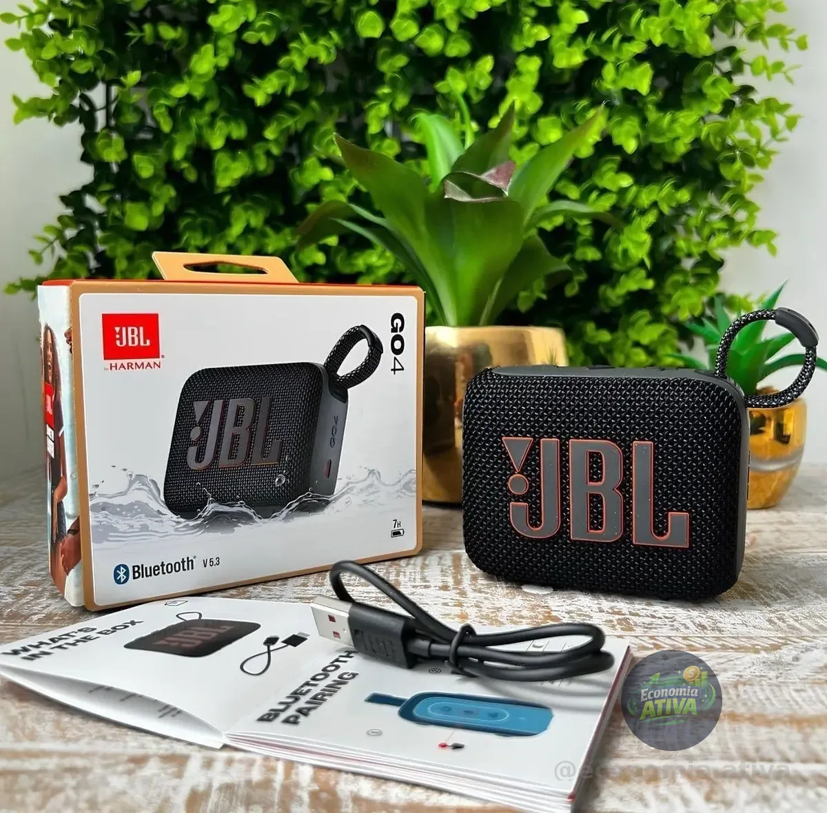 JBL, Caixa de Som, Go 4, Bluetooth, Portátil, Auracast, À Prova D'água e Poeira - Preta