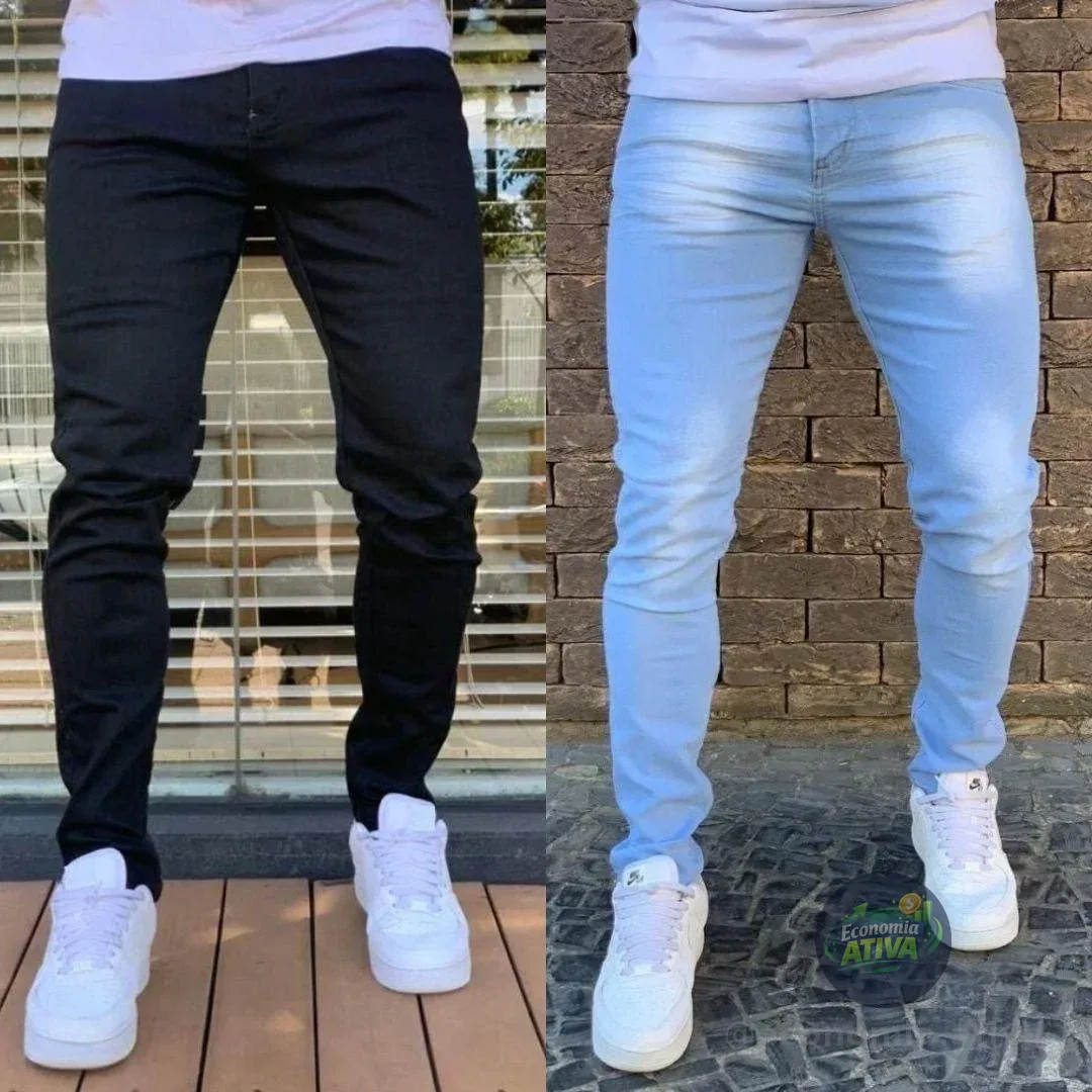 Kit 2 Calças Jeans Masculina Skinny Com Lycra Elastano