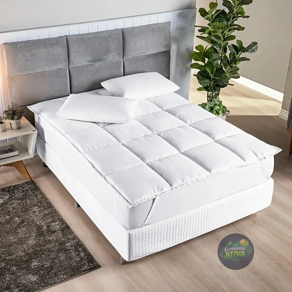 Pillow Top Protetor Colchão Cama Casal 400 Fios