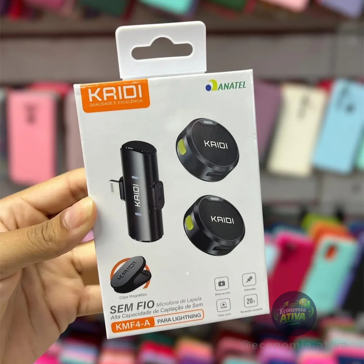 Microfone Lapela Sem Fio Duplo Kaidi Profissional