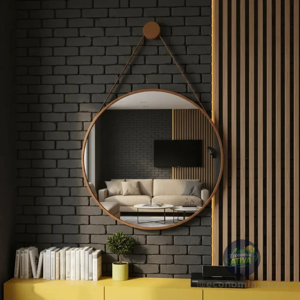 Espelho Adnet Redondo 50x50 Com Moldura Luxo Decorativo