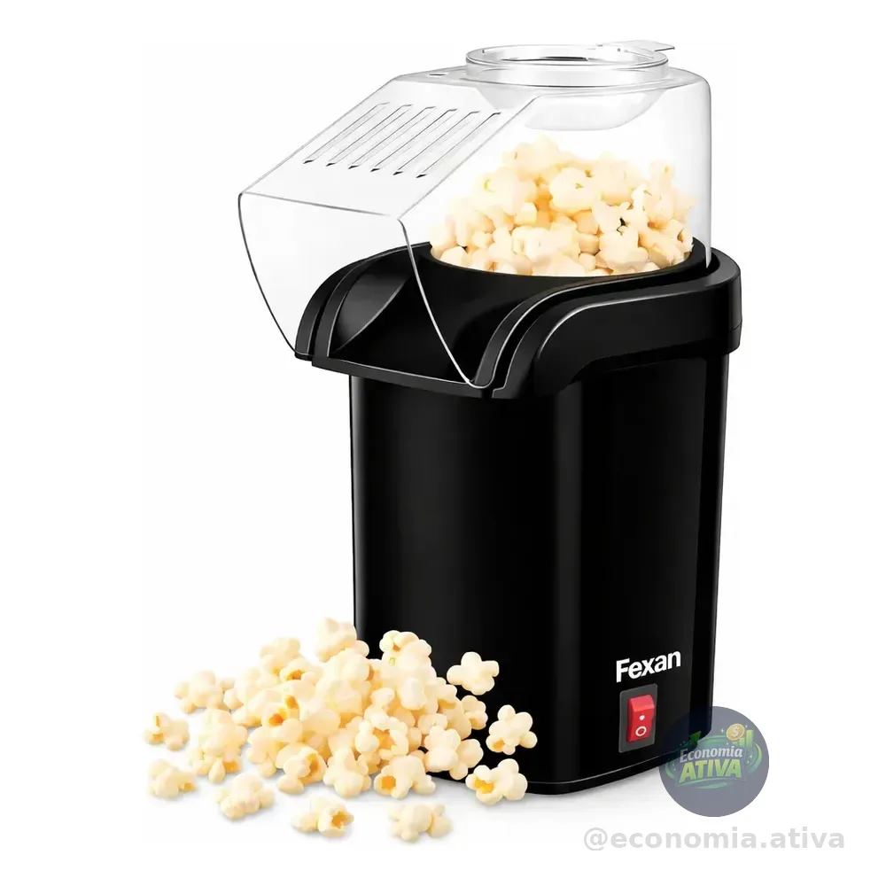 Pipoqueira Elétrica Sem Óleo Maquina De Pipoca Profissional Saudável Popcorn Cositas Festa Preto 127v