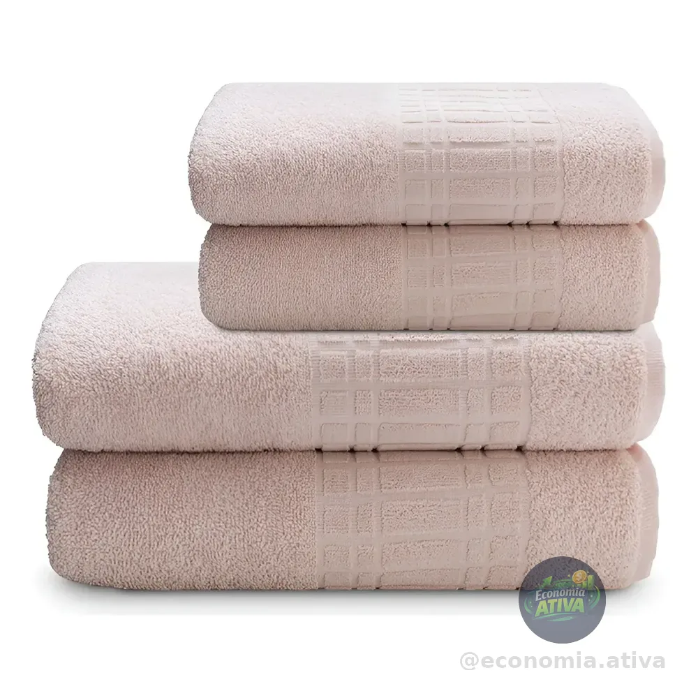 Jogo De Toalha Banho 4 Peças 100 Algodão 400 Gr/m Loft Camesa Rose Liso